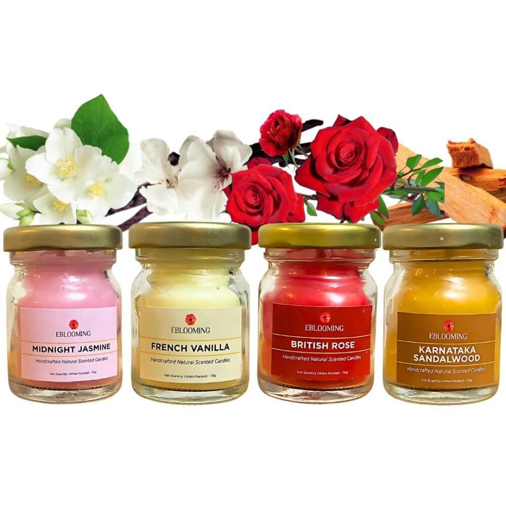 Organic Scented Candles Aromatic Fragrance | 70 g | Pack of 4