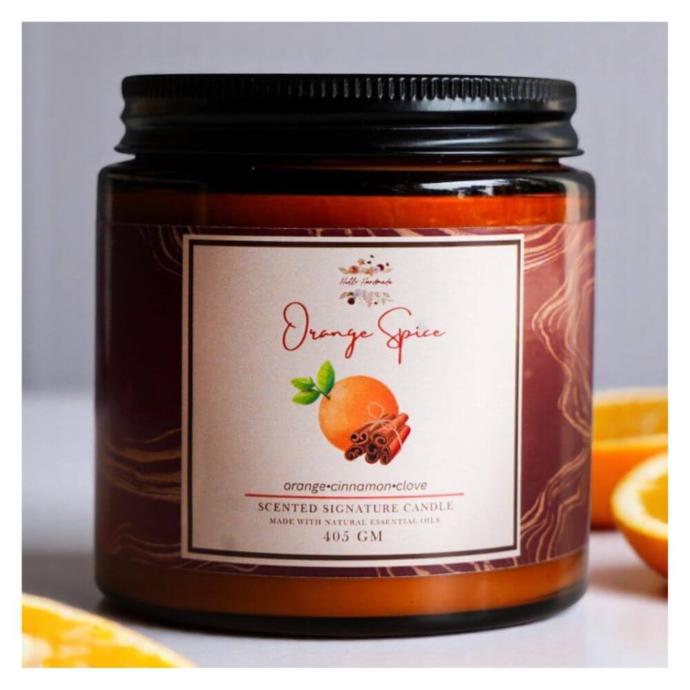Hello Handmade Premium Scented Candle | Orange Cinnamon