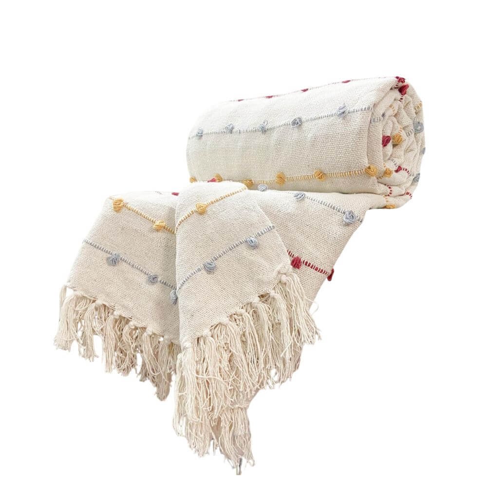 Soft Hand-Knitted Cotton Throw Blanket | 80×52 Inches