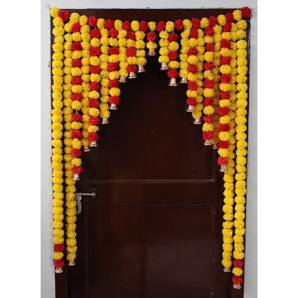 Artificial Marigold Door Toran Red and Yellow