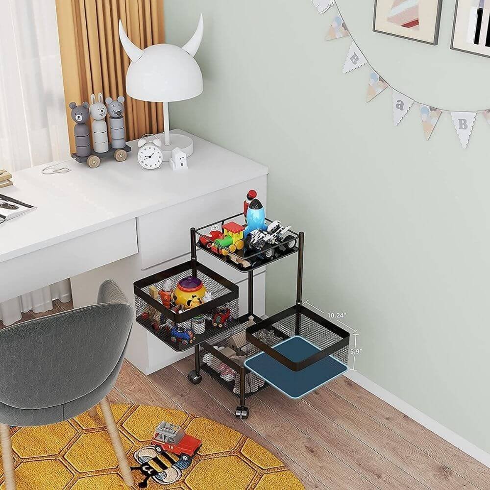 Kitchenwell 4-Tier Metal Kitchen Trolley | Matte Black - Image 5