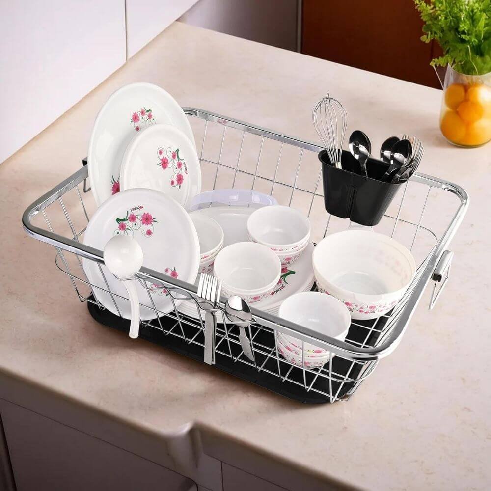 Kuber Steel Dish Rack 17x22 Inch with Spoon Holder - Image 2