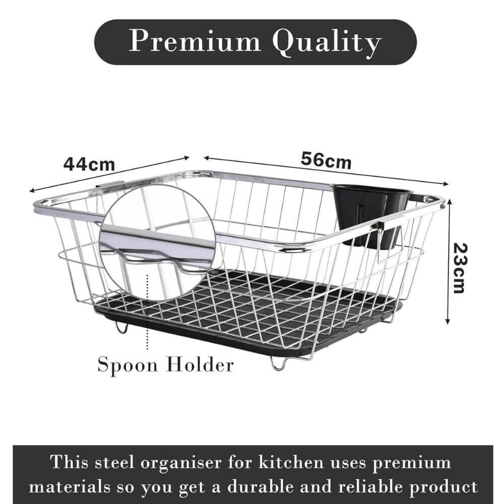 Kuber Steel Dish Rack 17x22 Inch with Spoon Holder - Image 3