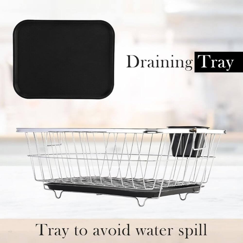 Kuber Steel Dish Rack 17x22 Inch with Spoon Holder - Image 5