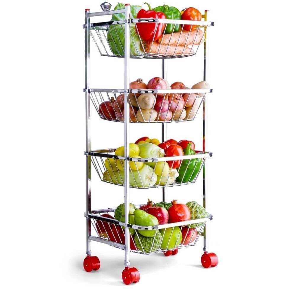 Limetro 4-Stand Kitchen Trolley for Fruits & Veg