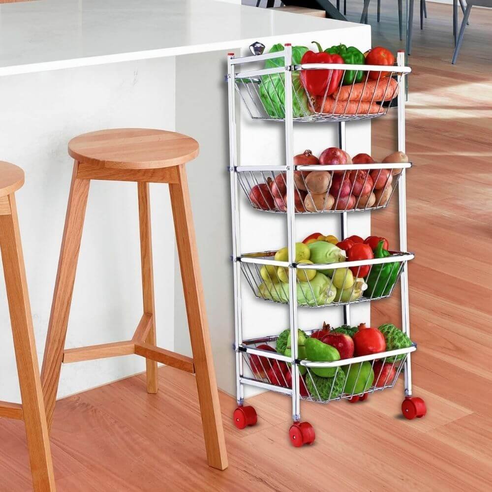 Limetro 4-Stand Kitchen Trolley for Fruits & Veg - Image 8