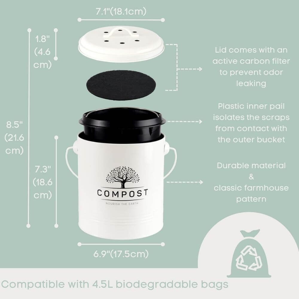 Perfnique 1.3 Gallon Countertop Compost Bin with Lid - Image 3