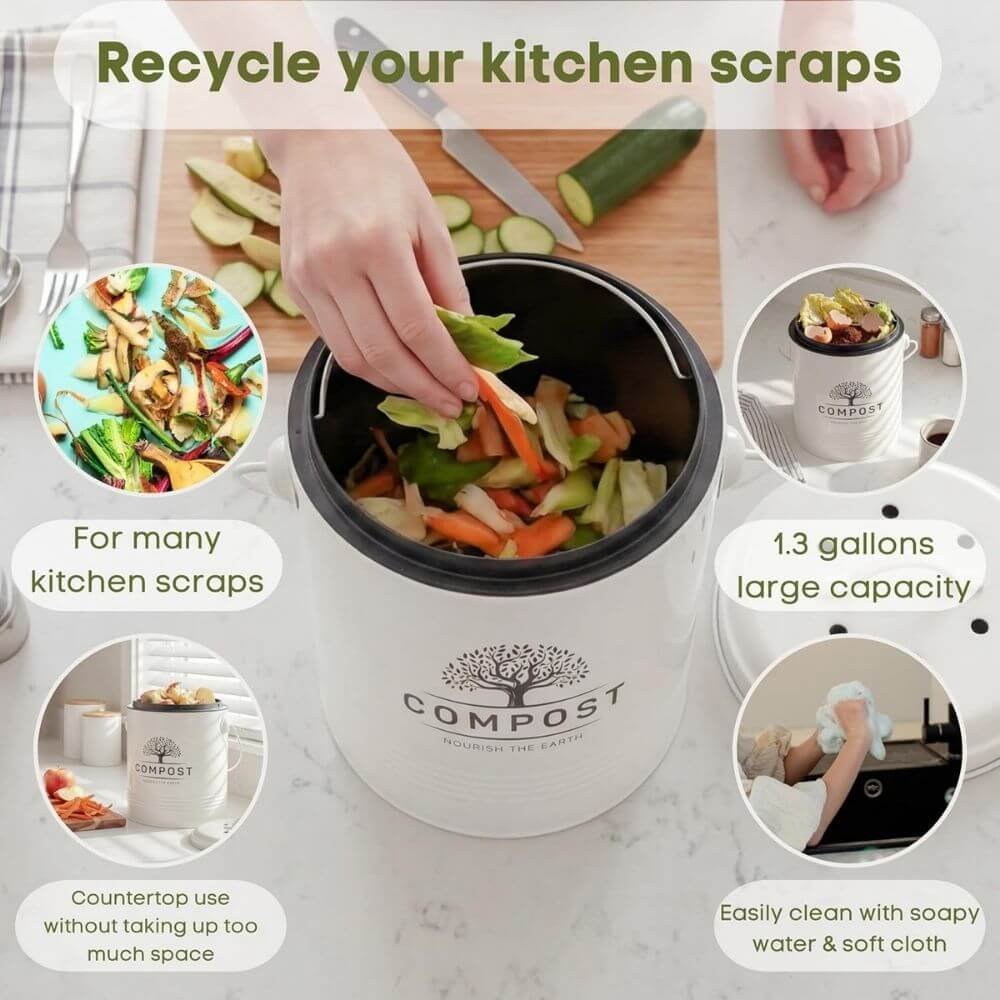 Perfnique 1.3 Gallon Countertop Compost Bin with Lid - Image 5