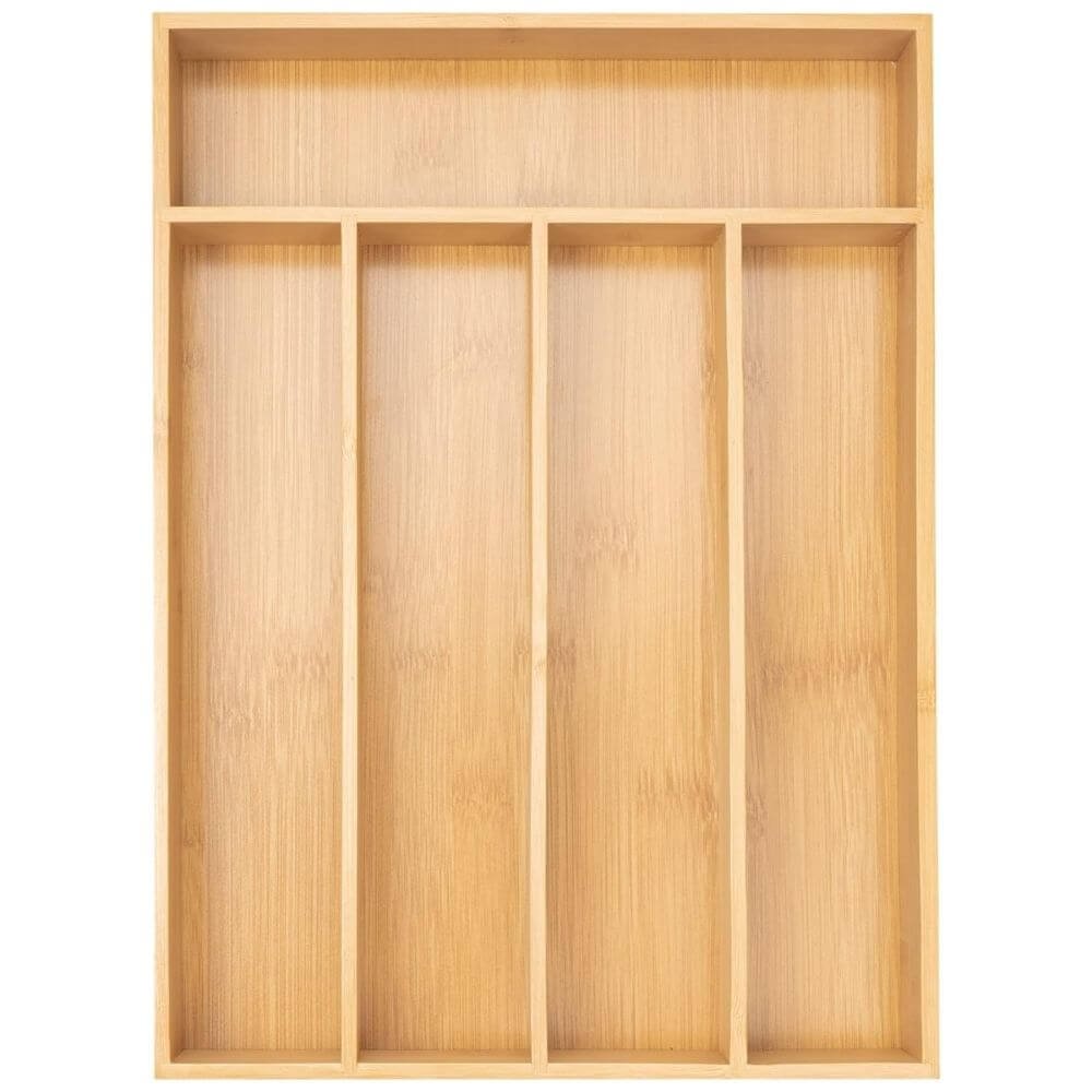 Bamboo Cutlery Organizer 5 Slot Drawer Tray Natural