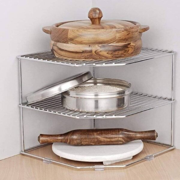 Stainless Steel 3-Tier Multipurpose Corner Rack - Zilokart