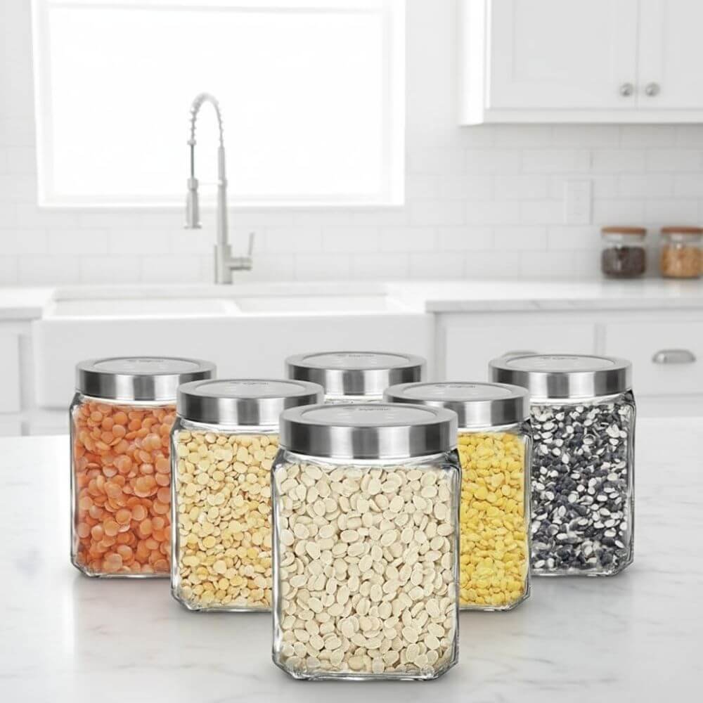 Vency 500ml Glass Jars with Steel Lid | Set of 8