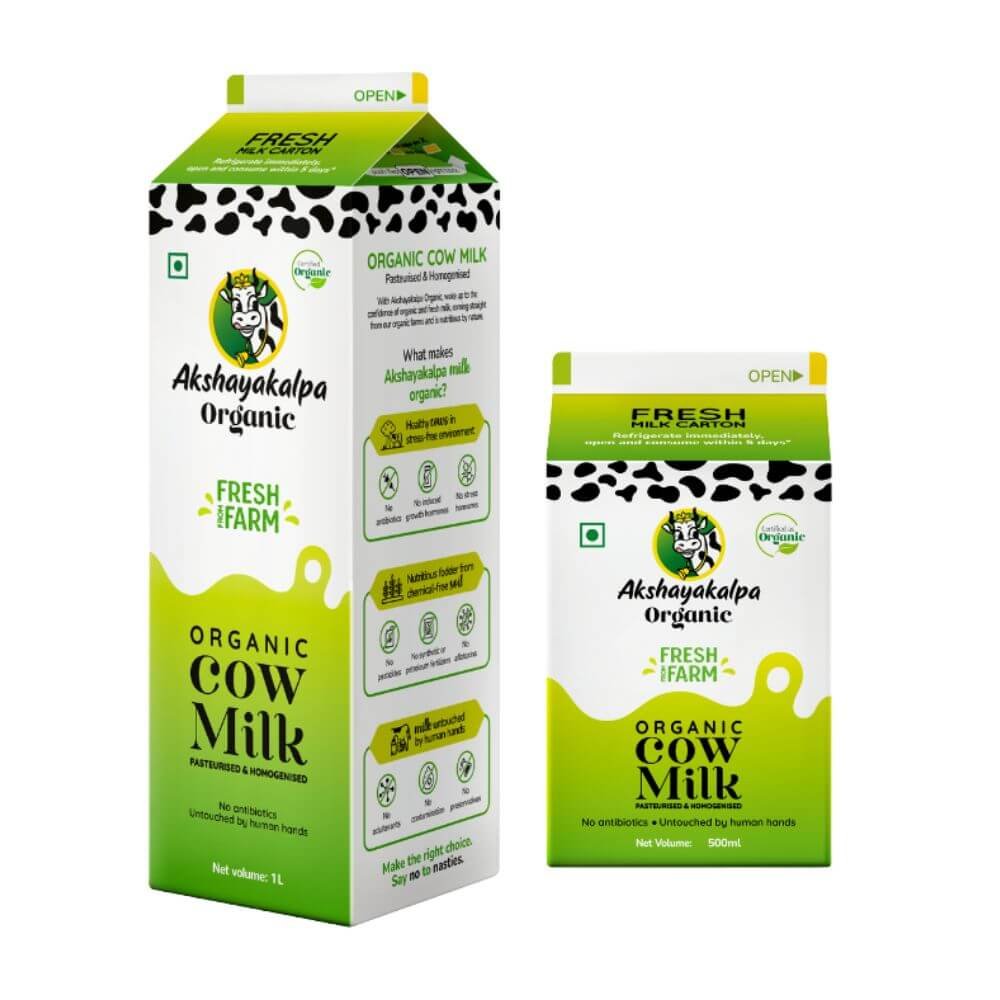 Akshayakalpa Organic Cow Milk Pasteurized & Homogenized in a Paperboard