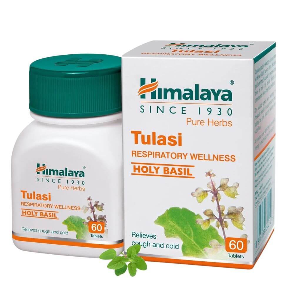 Himalaya Wellness Pure Herbs Tulasi Respiratory Wellness | Holy Basil | Relieves cough and cold | Pack of 60 Tablets