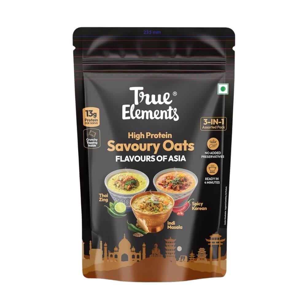 True Elements High Protein Savoury Oats – Flavours Of Asia – Pack of 6