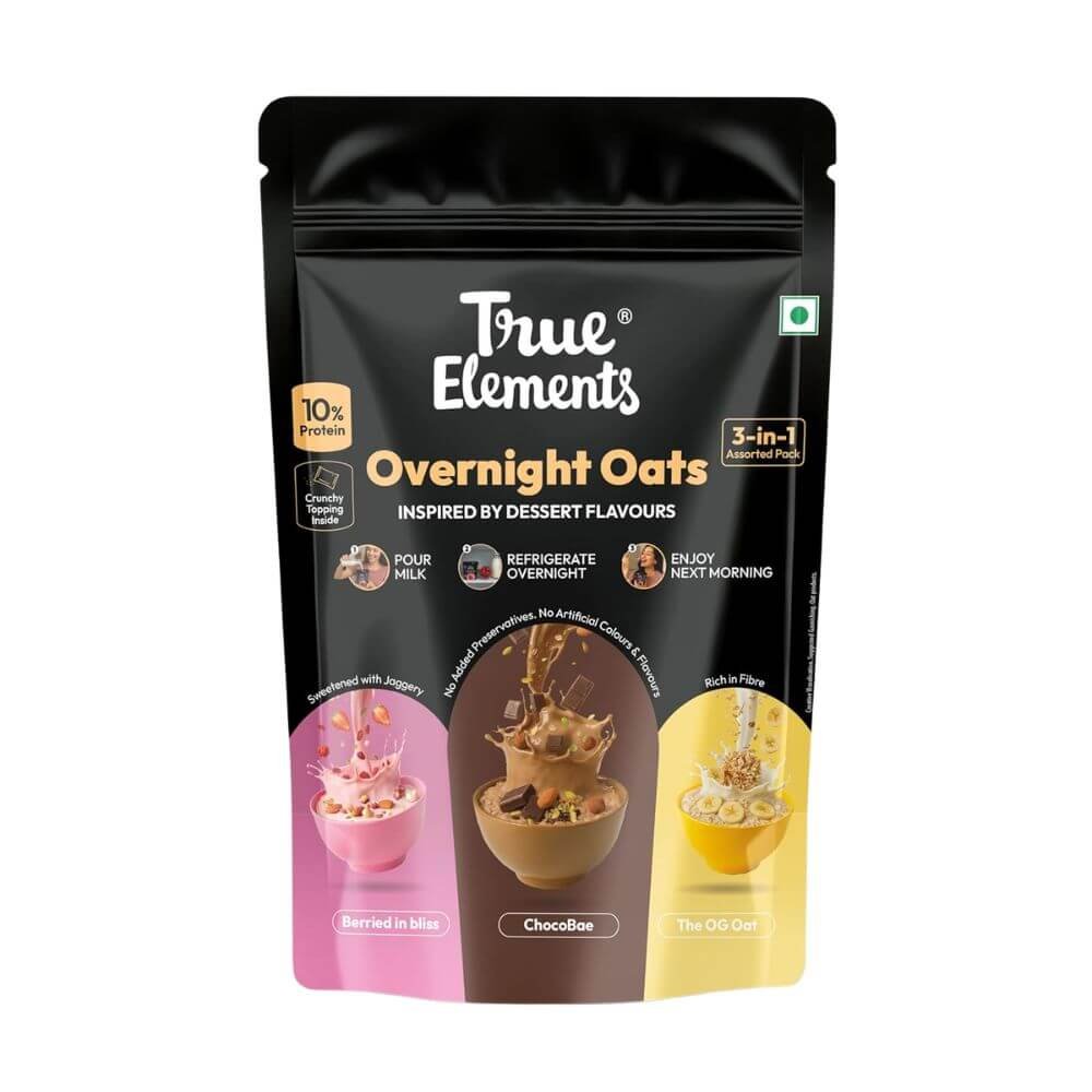 True Elements Overnight Oats – Inspired By Dessert Flavours | 372 GM