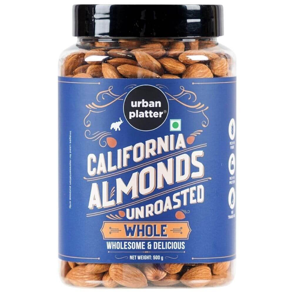 Urban Platter Raw California Almonds | 500 G