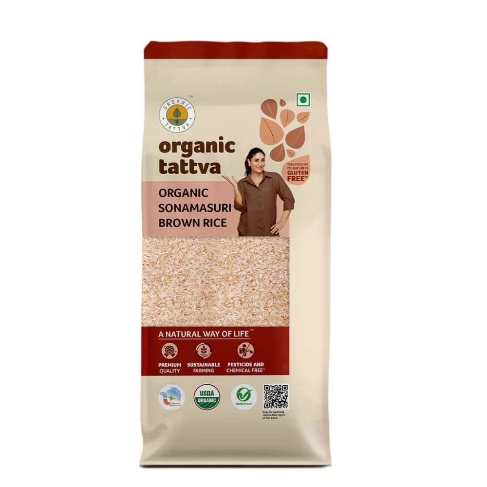 Organic Sonamasuri Brown Rice 1 kg Whole Grain Rice