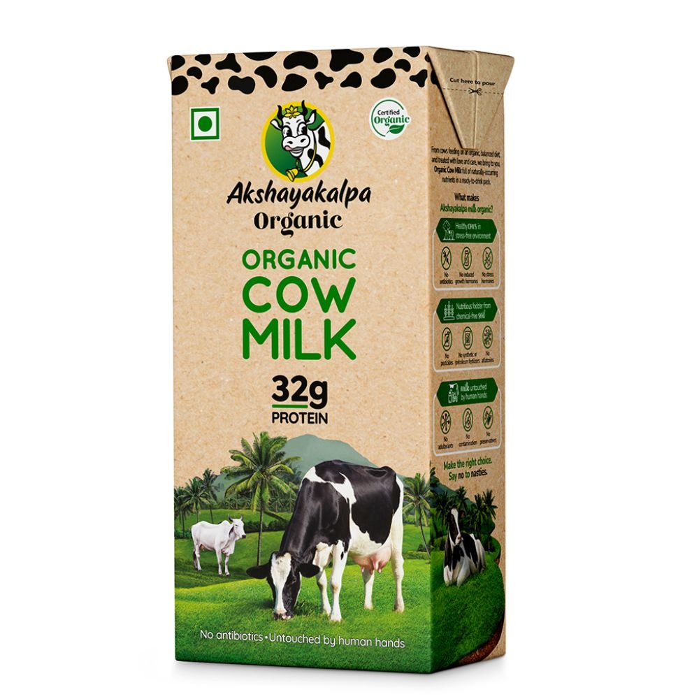 Organic On-the-Go Cow Milk 200 ml | Fresh Ready-to-Drink Milk