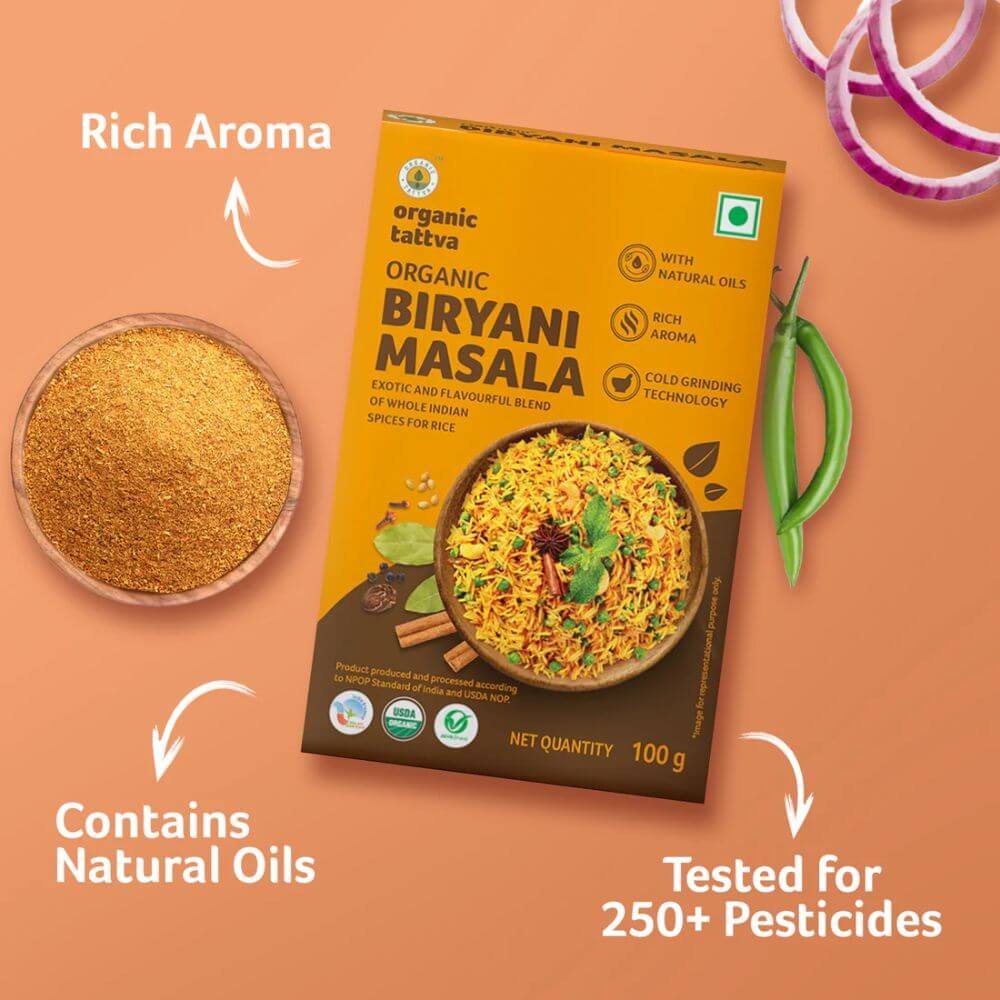Organic Tattva Biryani Masala 100g | Pure Certified Organic Spice Blend