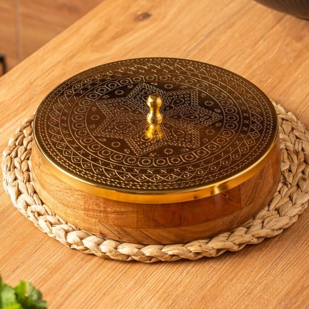 CÜRAA Acacia Wood Masala Dani | 7 Containers & Spoon 120ml