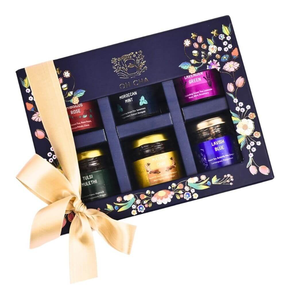 OH CHA Assorted Tea Gift Box | 6 Flavors Green Black Herbal Tea
