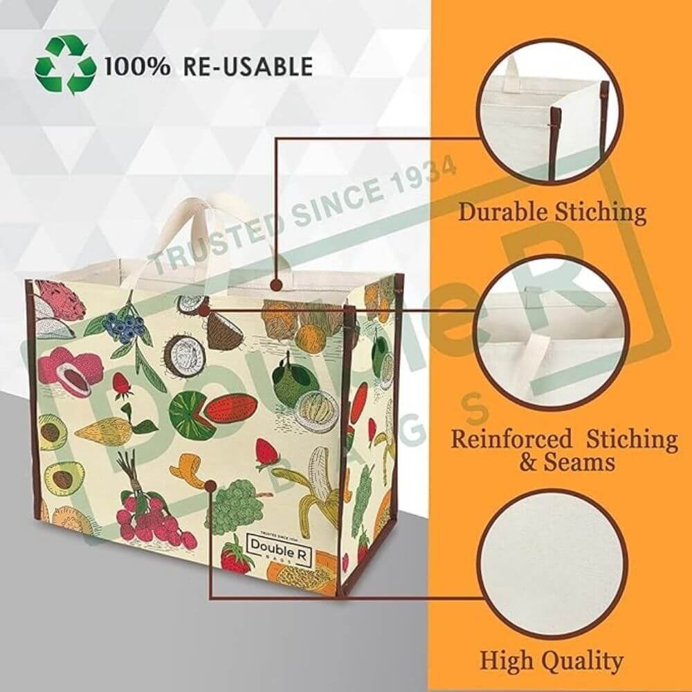 large reusable shopping bag cotton canvas