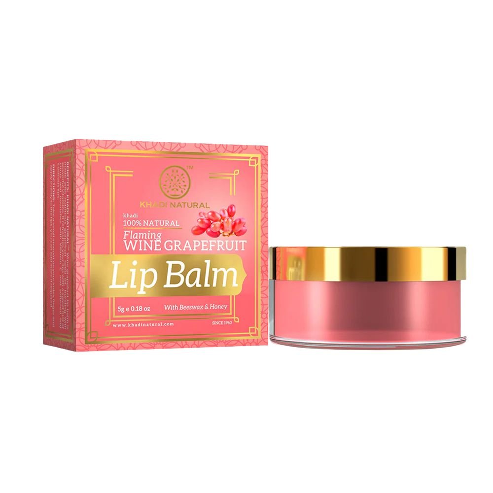 Khadi Natural Wine Grapefruit Lip Balm – With Beeswax & Honey – 5 Gm