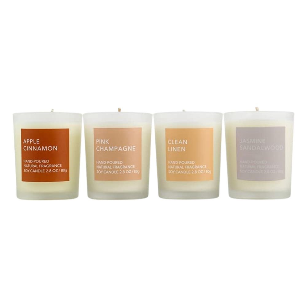AuraDecor Fragrance Votive Glass Candles Gift Set of 4