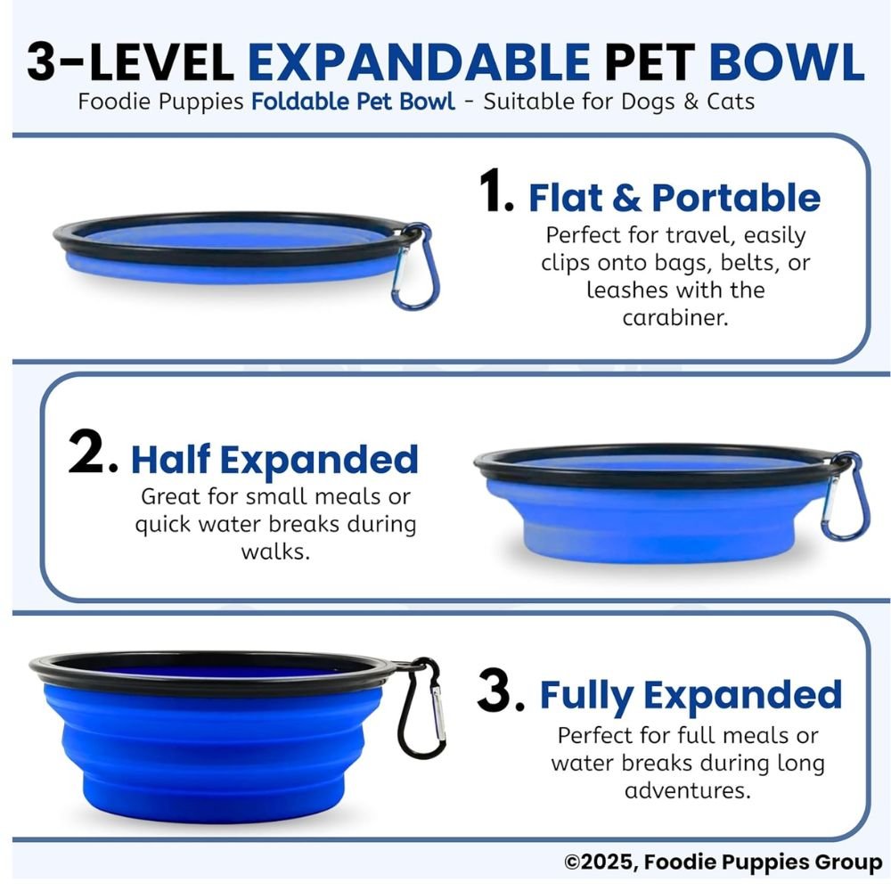 Portable silicone pet water bowl with carabiner clip