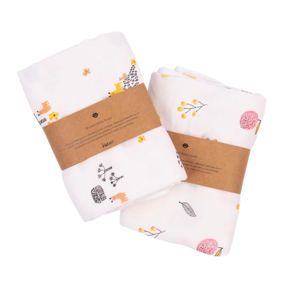 Haber Organic Cotton Muslin Baby Bath Towel 70×70 | Pack of 2