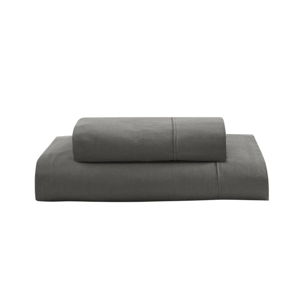 Lane Linen Bedsheets For Single Bed – 100 % Organic Cotton Flat Sheet Comfortable Single Bedsheet with Pillow Cover – Charcoal