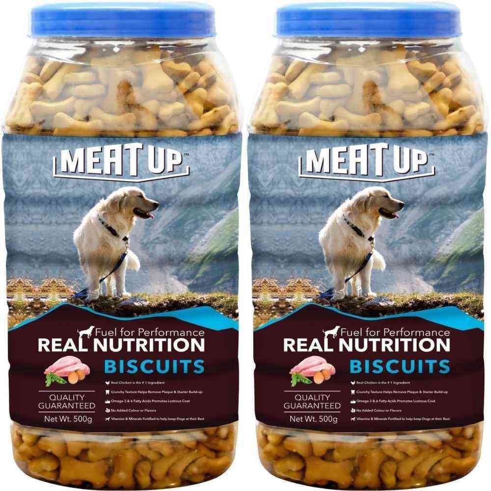 Meat Up Dog Treat Biscuits Mutton Flavour 1kg (Pack of 2)