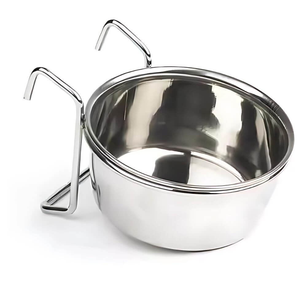 PETS EMPIRE Stainless Steel Bird Coop Cup with Hook Holder 500ml