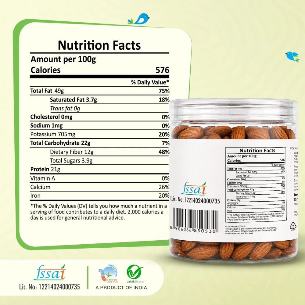 Naturesland Organic Almonds 250 Gm