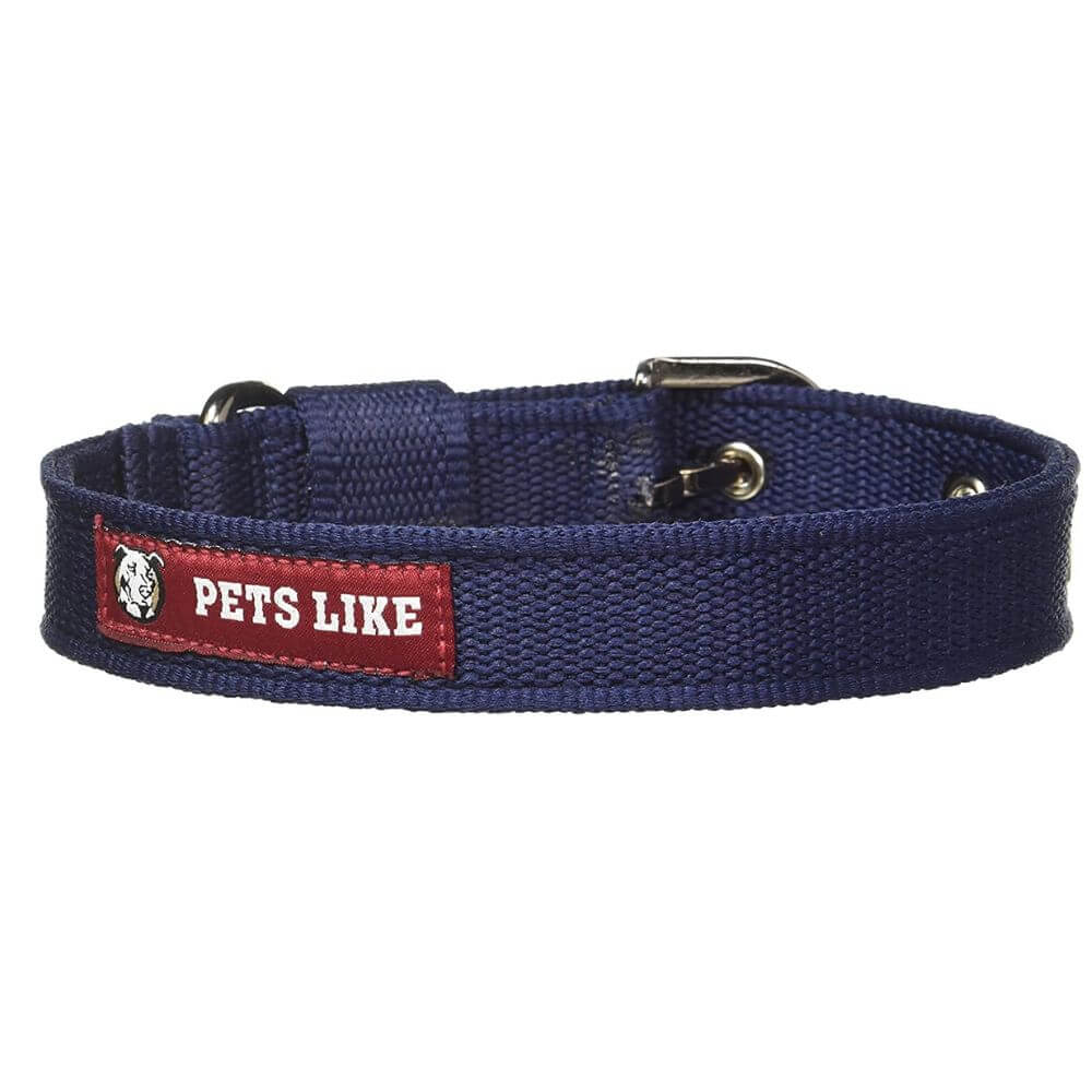 Pets Like Nylon Poly Dog Collar Navy Blue 25mm for Large Dogs