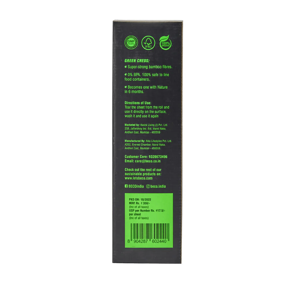 Reusable Bamboo Kitchen Towel 20 Sheets – BECO