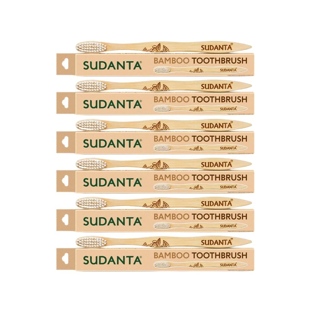 Sri Sri Tattva Sudanta Bamboo Toothbrush for Adults | Pack of 6