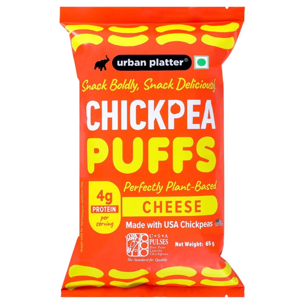 Cheddar Cheese Flavoured Chickpea Puffs | 65g (Savoury and Crunchy Snack | Plant Based | 4g Protein per serve | Made from USA Chickpeas)