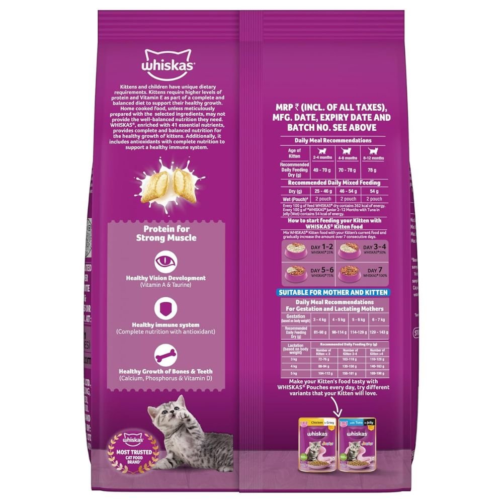 Whiskas kitten food with complete and balanced nutrition