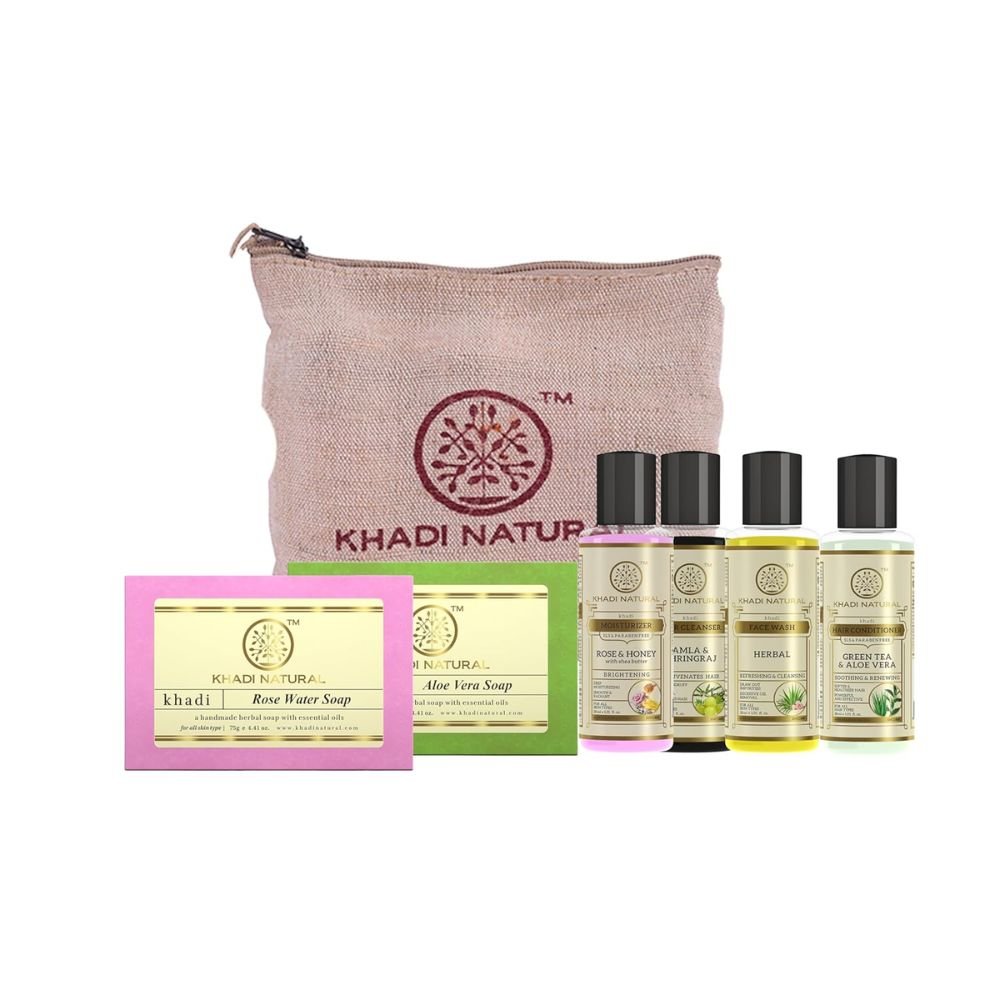 Khadi Natural Herbal Travel Kit – Skin & Hair Care, Pack of 6